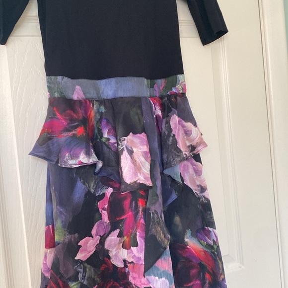 TED BAKER ROWANA Fitted Knit Bodice Dress With Ruffle Skirt - Picture 5 of 6